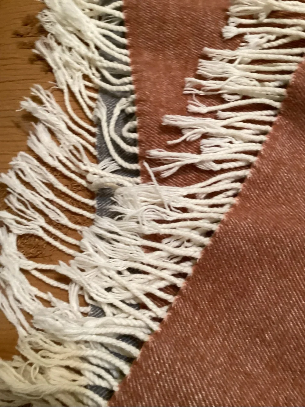 Nido Notte Italian Soft Rust/Gray Fringe Throw Blanket 52”x52”
